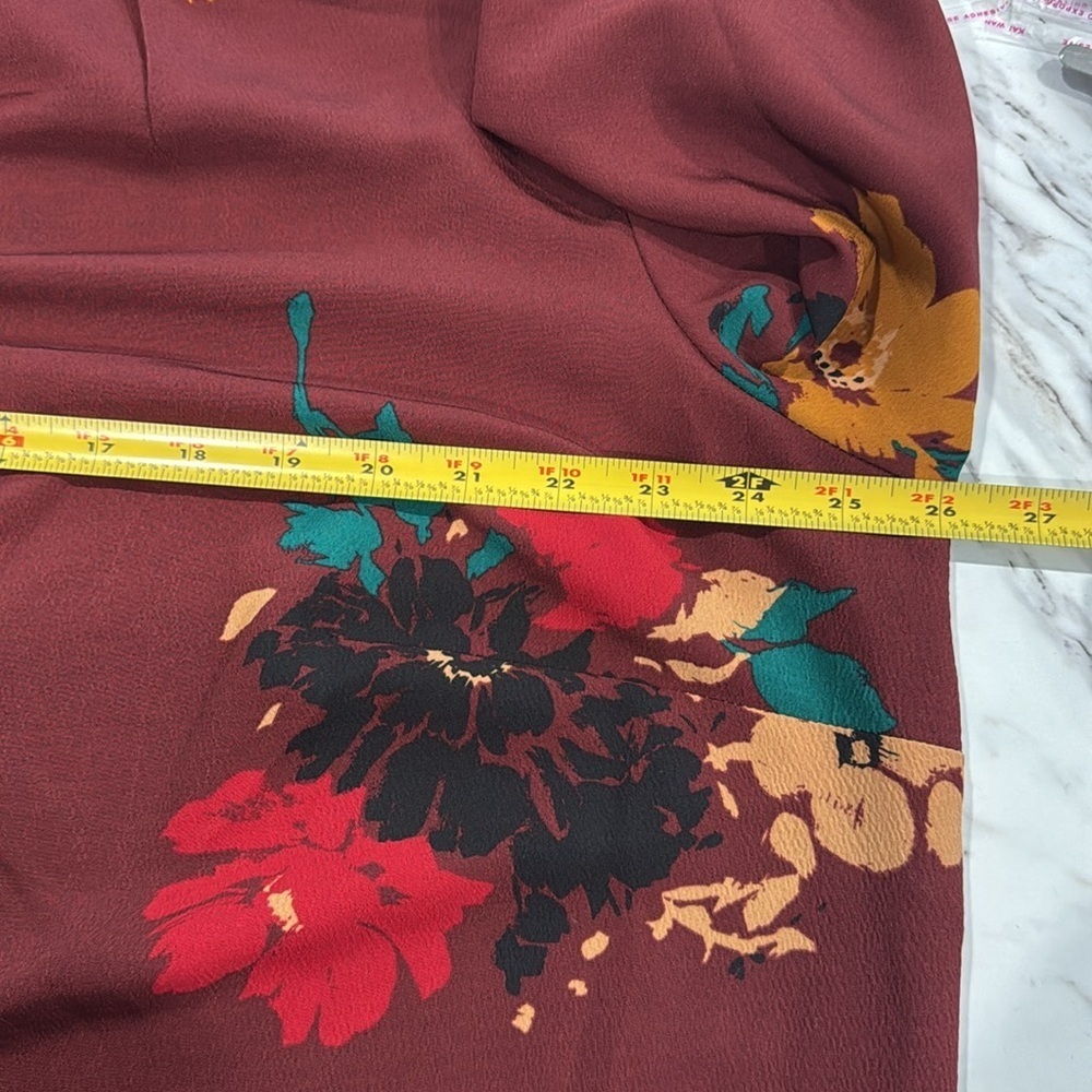 Plus size Madison Maroon Floral V-Neck Blouse CURVI 2X - Picture 9 of 11